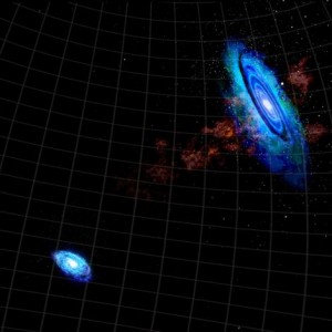 Un encuentro entre dos galaxias deja un puente de hidrógeno
